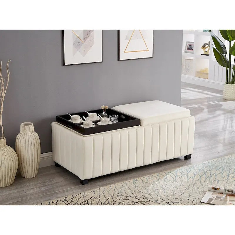 Upholstered Storage Ottoman Bench for Bearoom, Living Room