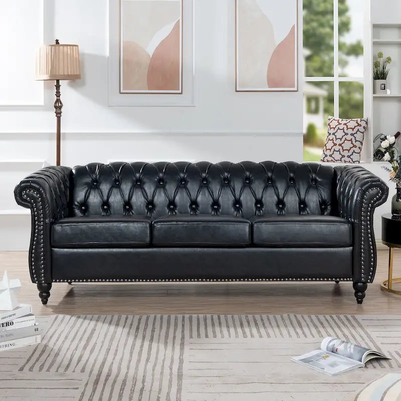 84.65 Rolled Arm Chesterfield 3 Seater Sofa