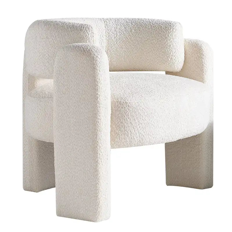 Poltrona d'accento rivestita in bouclé