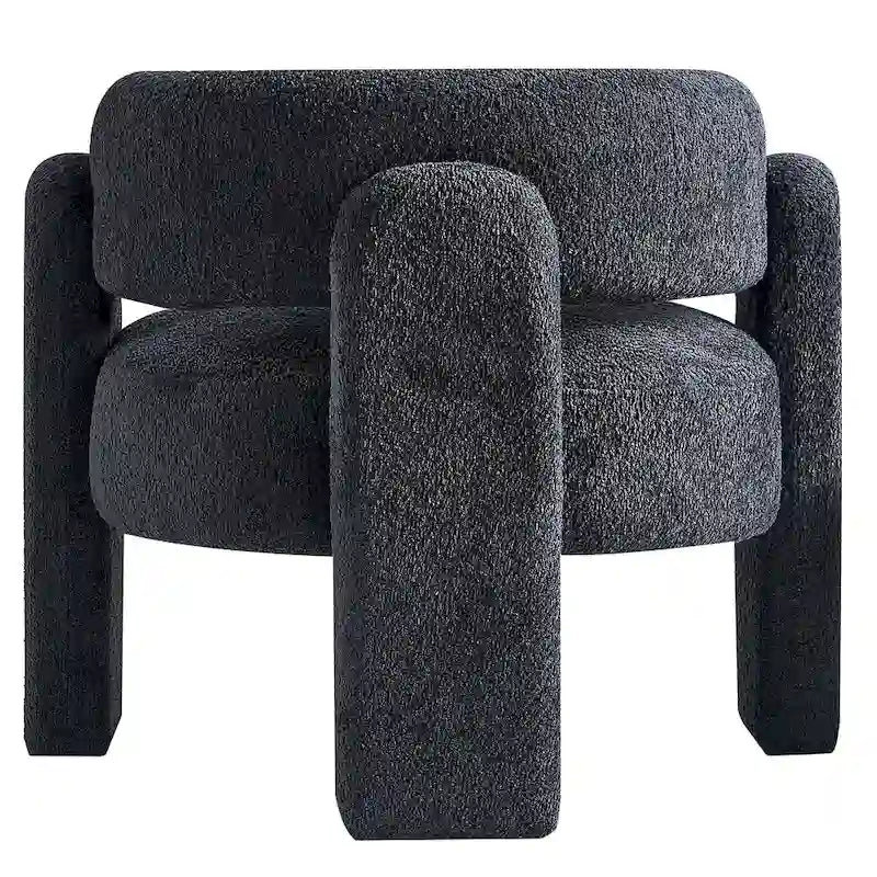 Poltrona d'accento rivestita in bouclé