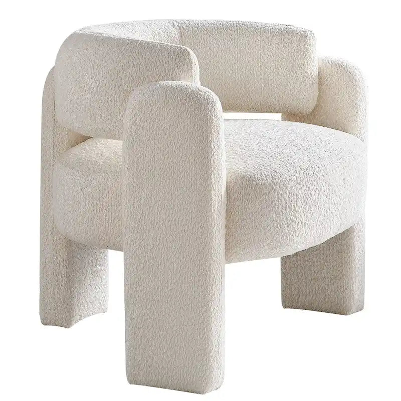 Poltrona d'accento rivestita in bouclé