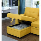 Reversible L-Shaped Linen Sleeper Sectional Sofa with Storage