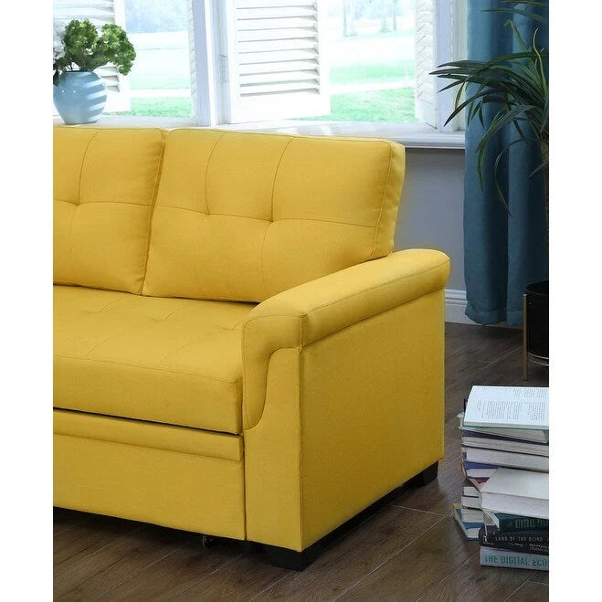 Reversible L-Shaped Linen Sleeper Sectional Sofa with Storage