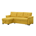 Reversible L-Shaped Linen Sleeper Sectional Sofa with Storage