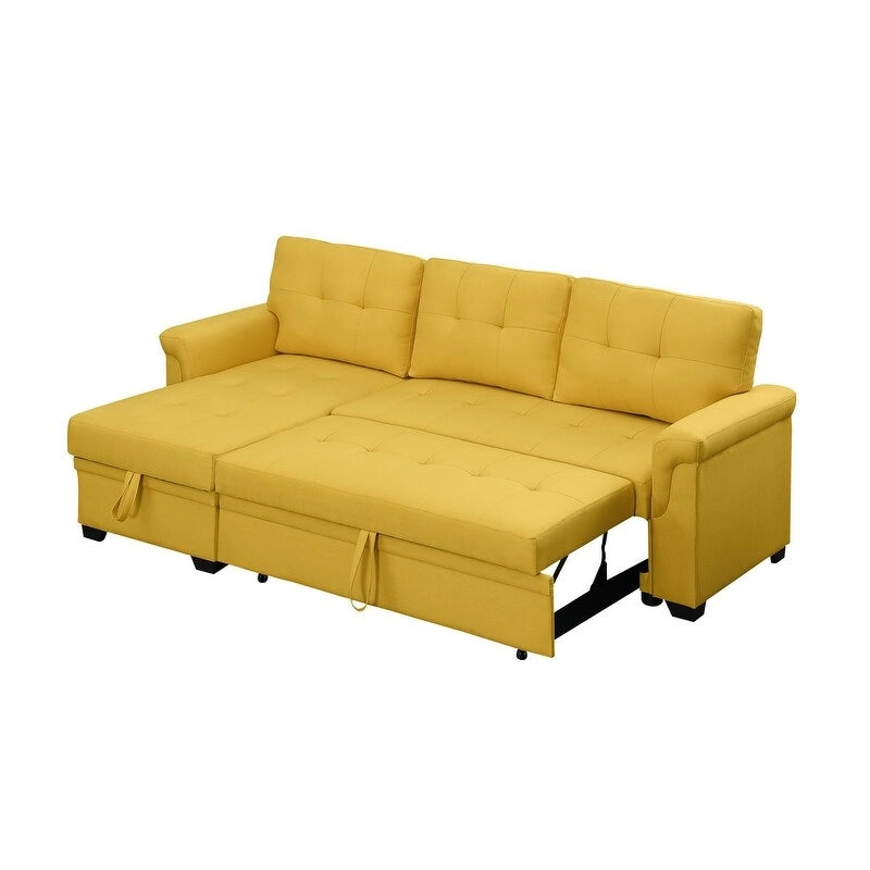 Reversible L-Shaped Linen Sleeper Sectional Sofa with Storage