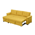 Reversible L-Shaped Linen Sleeper Sectional Sofa with Storage