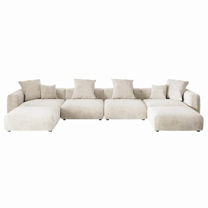 Divano sezionale modulare di lusso a U con chaise longue e pouf