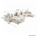 Divano sezionale modulare di lusso a U con chaise longue e pouf