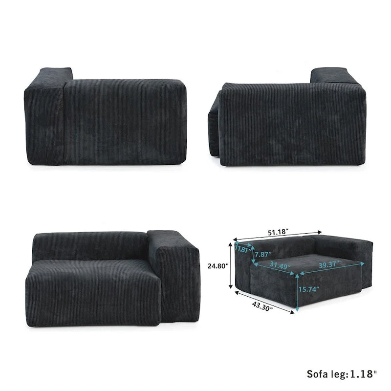 Divano sezionale modulare di lusso a U con chaise longue e pouf