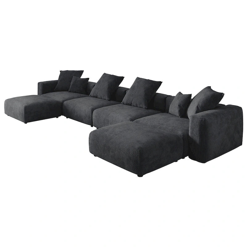 Divano sezionale modulare di lusso a U con chaise longue e pouf