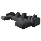 Divano sezionale modulare di lusso a U con chaise longue e pouf