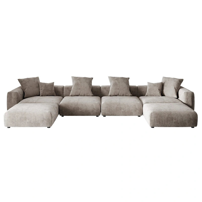 Divano sezionale modulare di lusso a U con chaise longue e pouf