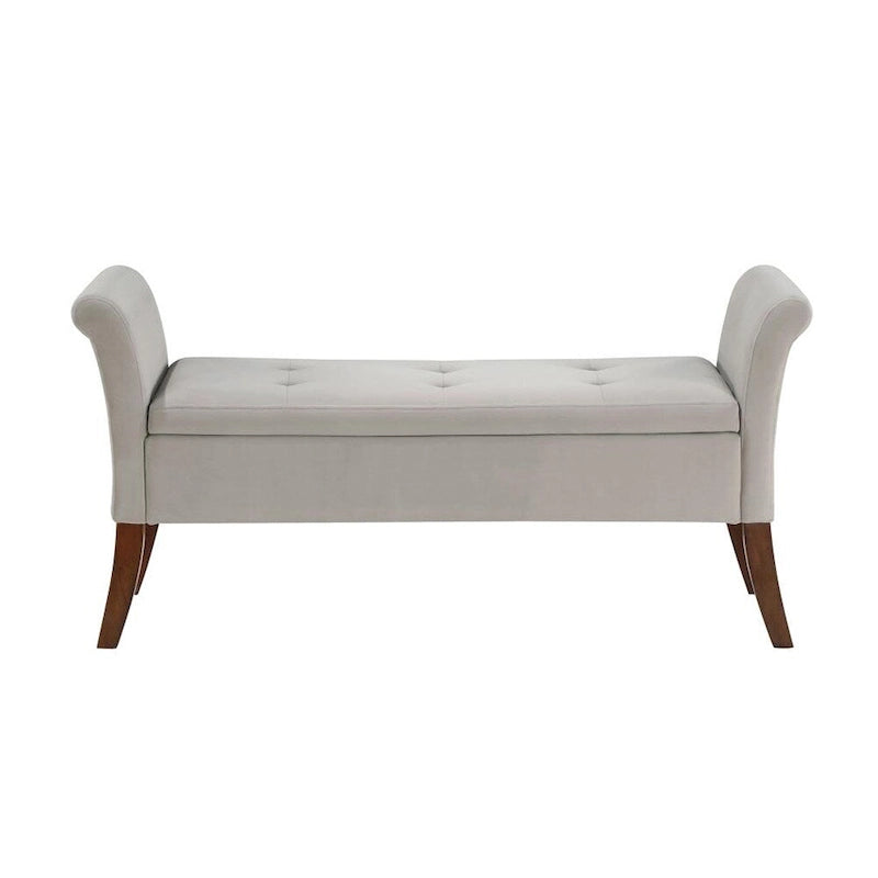 Velvet Upholstered Rolled Arms Storage Bench
