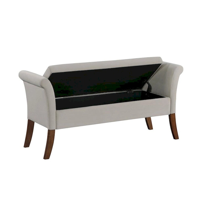 Velvet Upholstered Rolled Arms Storage Bench