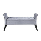 Velvet Upholstered Rolled Arms Storage Bench