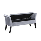 Velvet Upholstered Rolled Arms Storage Bench