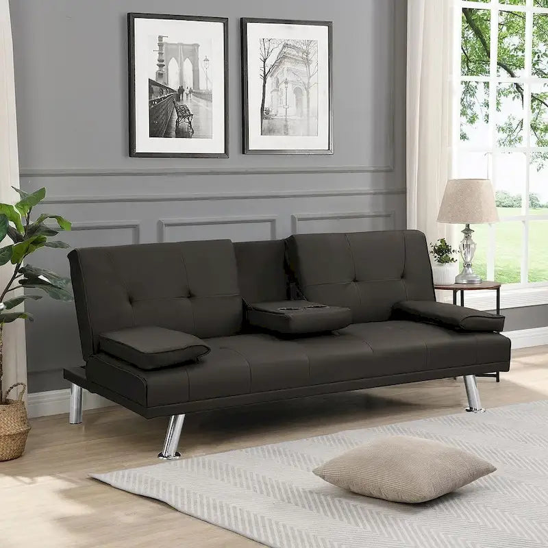 Divano Letto Convertibile Moderno Regolabile - Divano Doppio Reclinabile in Similpelle
