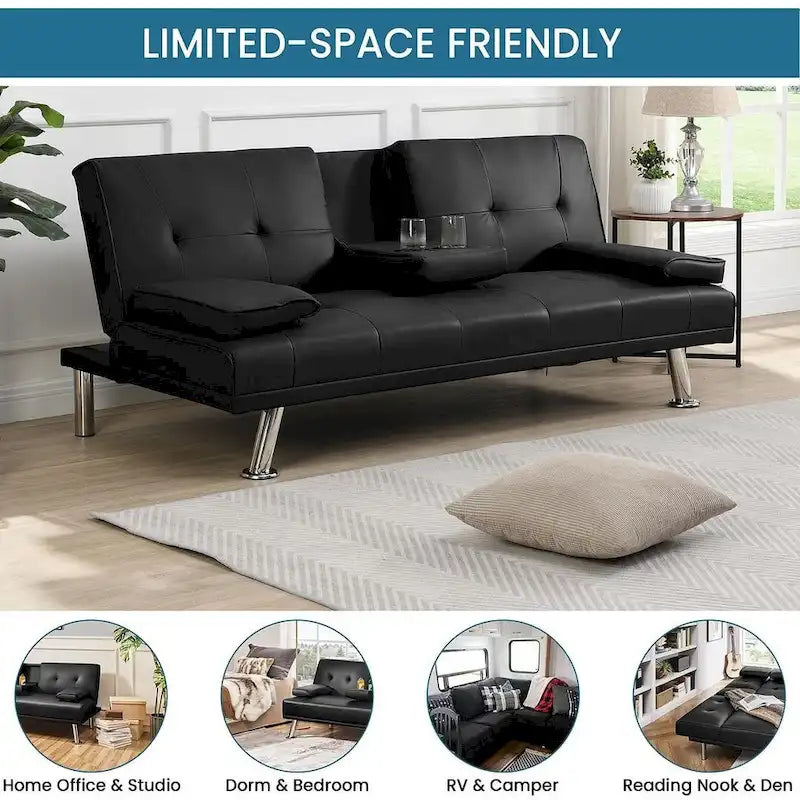 Divano Letto Convertibile Moderno Regolabile - Divano Doppio Reclinabile in Similpelle