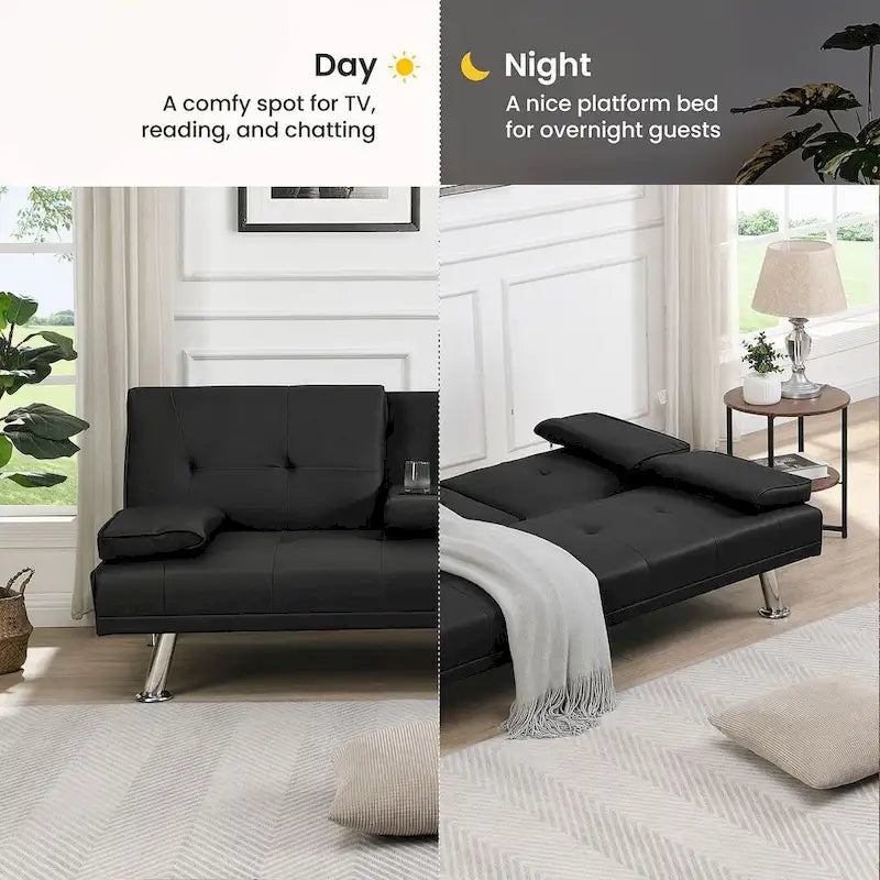 Divano Letto Convertibile Moderno Regolabile - Divano Doppio Reclinabile in Similpelle