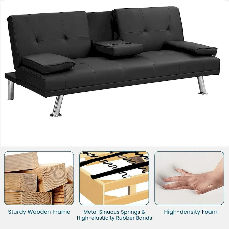 Divano Letto Convertibile Moderno Regolabile - Divano Doppio Reclinabile in Similpelle