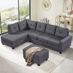 Reversible L-Shaped Sectional Sofa with Storage Ottoman