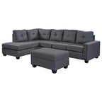 Reversible L-Shaped Sectional Sofa with Storage Ottoman