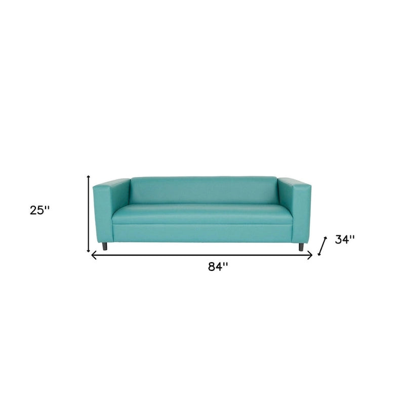 HomeRoots Divano 84 in similpelle blu con gambe nere - 84