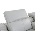 HomeRoots Light Gray Italian Leather Power Reclining U Shaped Five Piece Corner Sectional With Console - 110
