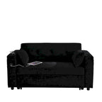 54 Pull-Out Sleeper Sofa Bed, 2 Seat Recliner Sofa Bed with Storage, Lumbar Pillow, USB Power Outlet
