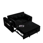 54 Pull-Out Sleeper Sofa Bed, 2 Seat Recliner Sofa Bed with Storage, Lumbar Pillow, USB Power Outlet