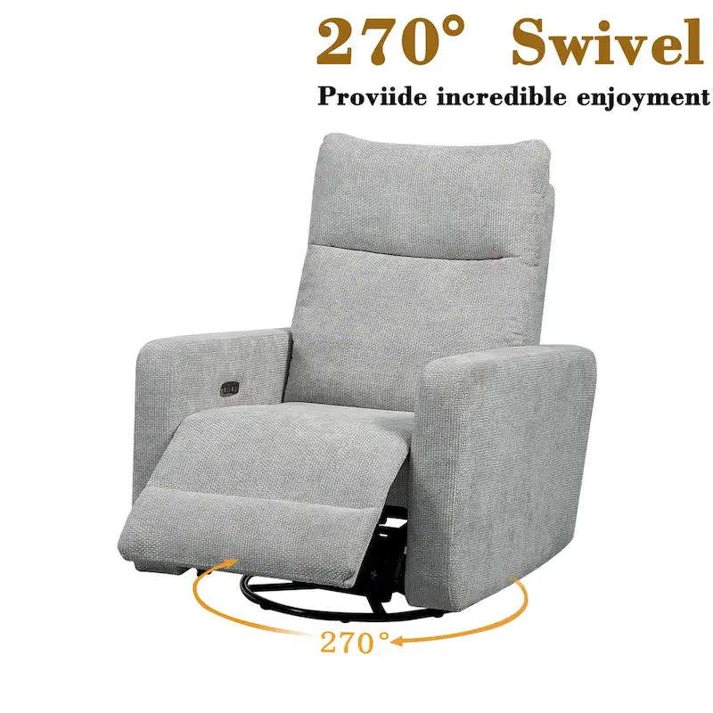 Olmas 33.5W Power Swivel Glider Recliner with USB Charger