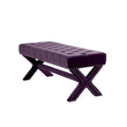 Panca imbottita in velluto color prugna HomeRoots 45 - 45,27L x 19,68W x 19,29H