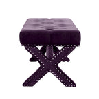 Panca imbottita in velluto color prugna HomeRoots 45 - 45,27L x 19,68W x 19,29H