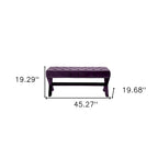Panca imbottita in velluto color prugna HomeRoots 45 - 45,27L x 19,68W x 19,29H