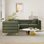 Ouyessir Teddy Fabric Modern Sectional Sofa Sets L-Shape/2/3/4 Seater Sofa Couch with Pillows