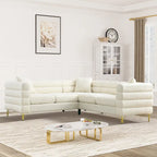 Ouyessir Teddy Fabric Modern Sectional Sofa Sets L-Shape/2/3/4 Seater Sofa Couch with Pillows