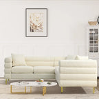 Ouyessir Teddy Fabric Modern Sectional Sofa Sets L-Shape/2/3/4 Seater Sofa Couch with Pillows