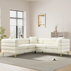 Ouyessir Teddy Fabric Modern Sectional Sofa Sets L-Shape/2/3/4 Seater Sofa Couch with Pillows
