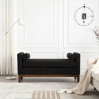 Beige Upholstered Storage Bench - Boucle with Bolster Pillows