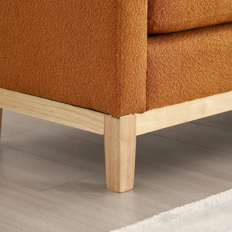 Beige Upholstered Storage Bench - Boucle with Bolster Pillows