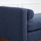 Beige Upholstered Storage Bench - Boucle with Bolster Pillows