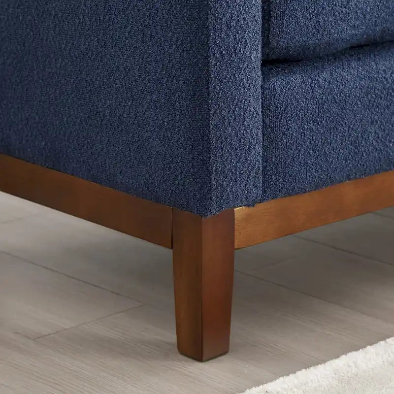 Beige Upholstered Storage Bench - Boucle with Bolster Pillows