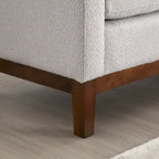 Beige Upholstered Storage Bench - Boucle with Bolster Pillows