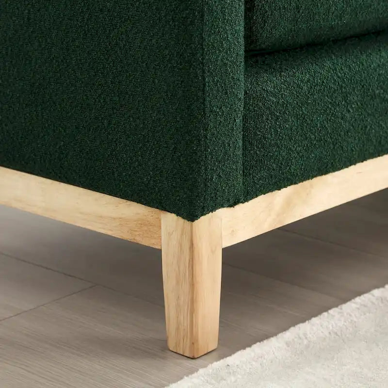 Beige Upholstered Storage Bench - Boucle with Bolster Pillows