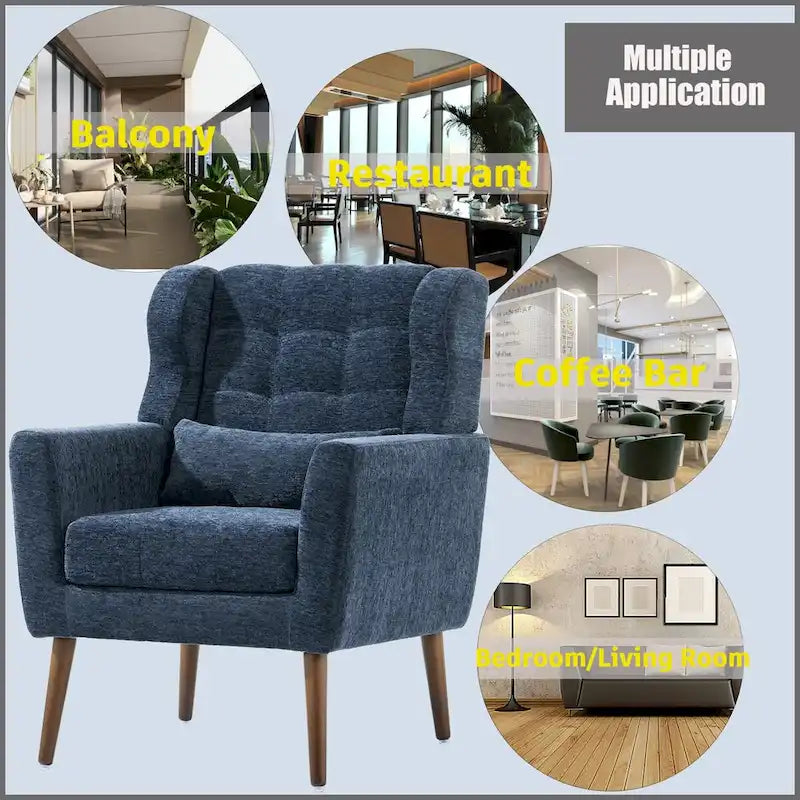Poltrona Mid-Century Modern con cuscino lombare, Set da 1