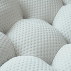Divano moderno a due posti imbottito in tessuto 3D a nido d'ape con pouf poggiapiedi