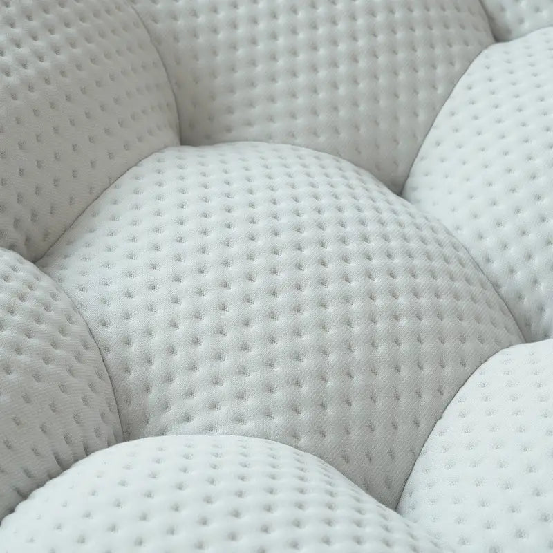 Divano moderno a due posti imbottito in tessuto 3D a nido d'ape con pouf poggiapiedi