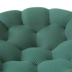 Divano moderno a due posti imbottito in tessuto 3D a nido d'ape con pouf poggiapiedi