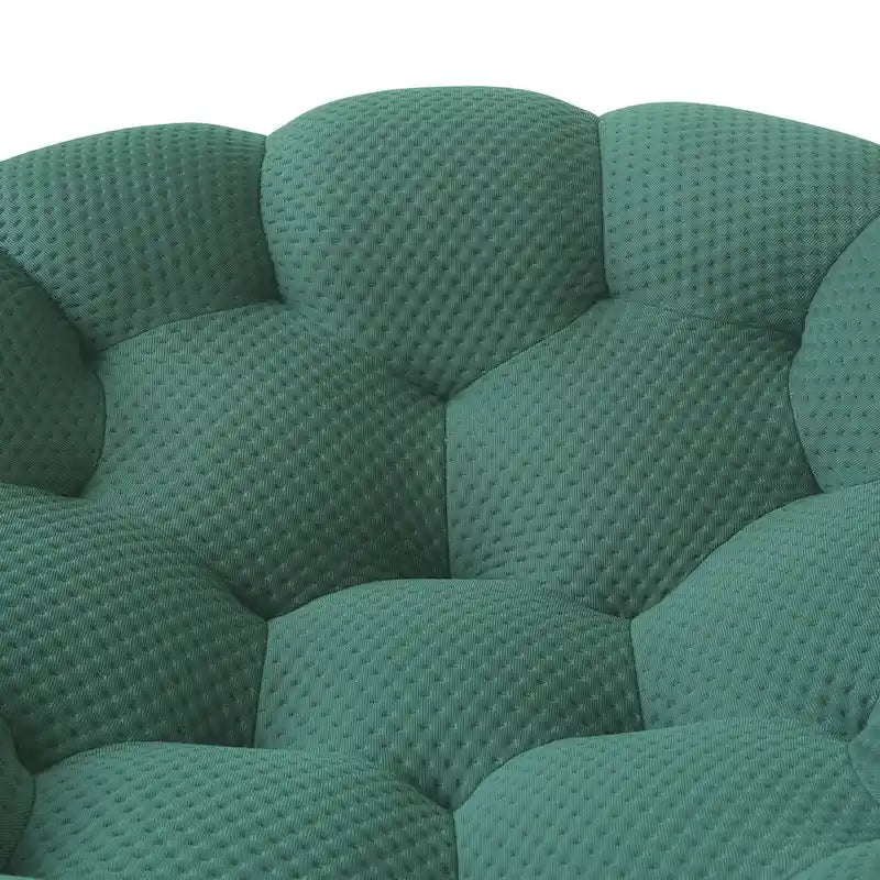 Divano moderno a due posti imbottito in tessuto 3D a nido d'ape con pouf poggiapiedi