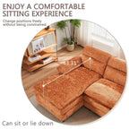 U-shaped profile sofa, including two single seats and two chaise, modular sofa, Chenille sofa